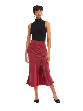 Shirred Midi Skirt