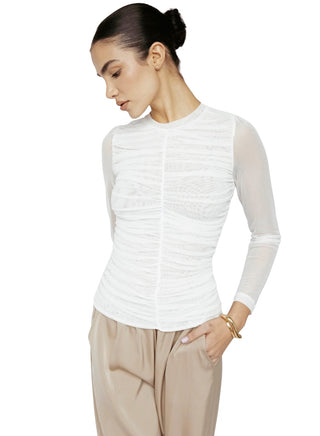 Ruche Mesh Long Sleeve