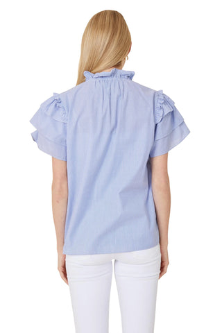 Stripe Flutter Sleeve Top