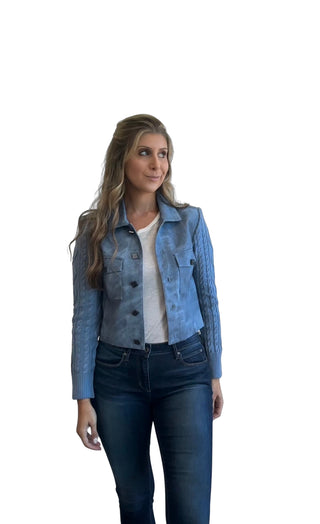 Knit Sleeve Pleather Short Jacket