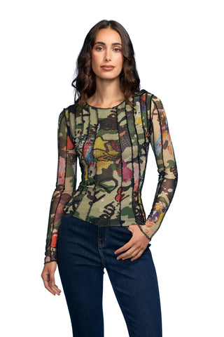 Camo Vertical Stitch Knit Top