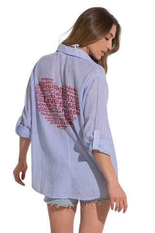 Tropical Button Down w/ Heart