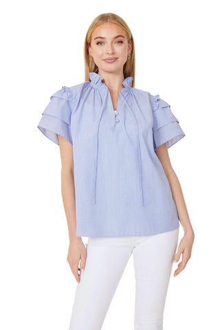 Stripe Flutter Sleeve Top