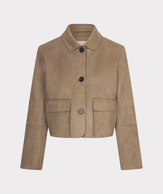 Jacket suedine collar pockets