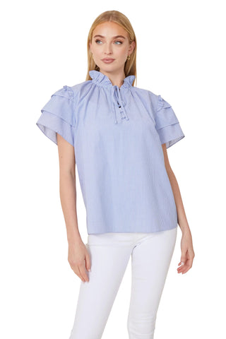 Stripe Flutter Sleeve Top