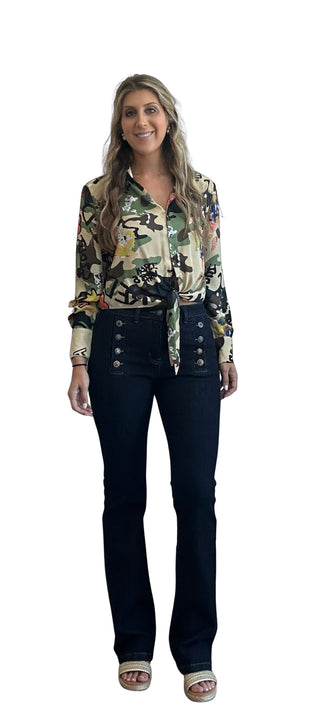 Assorted Button Trim Sailor Denim Jean