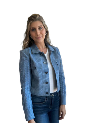 Knit Sleeve Pleather Short Jacket