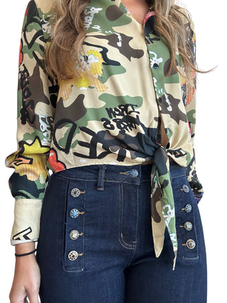 Assorted Button Trim Sailor Denim Jean